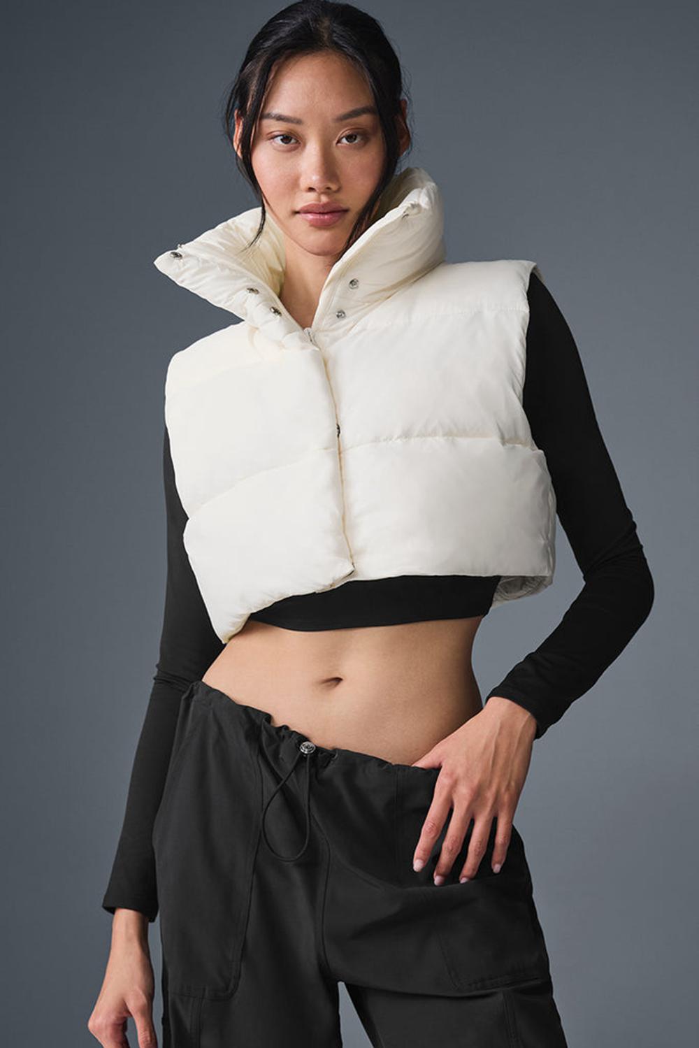Alo Yoga Cropped Gold Rush Puffer Naisten Liivi Ivory | Suomi  4853-WFDHX
