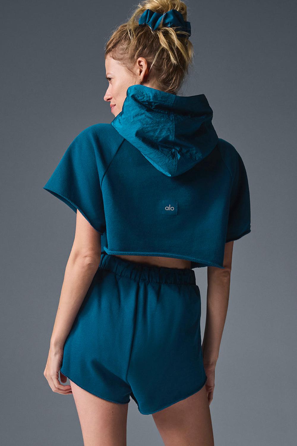Alo Yoga Cropped In The Air Naisten Short Sleeve Sininen | Suomi  7938-PJACB