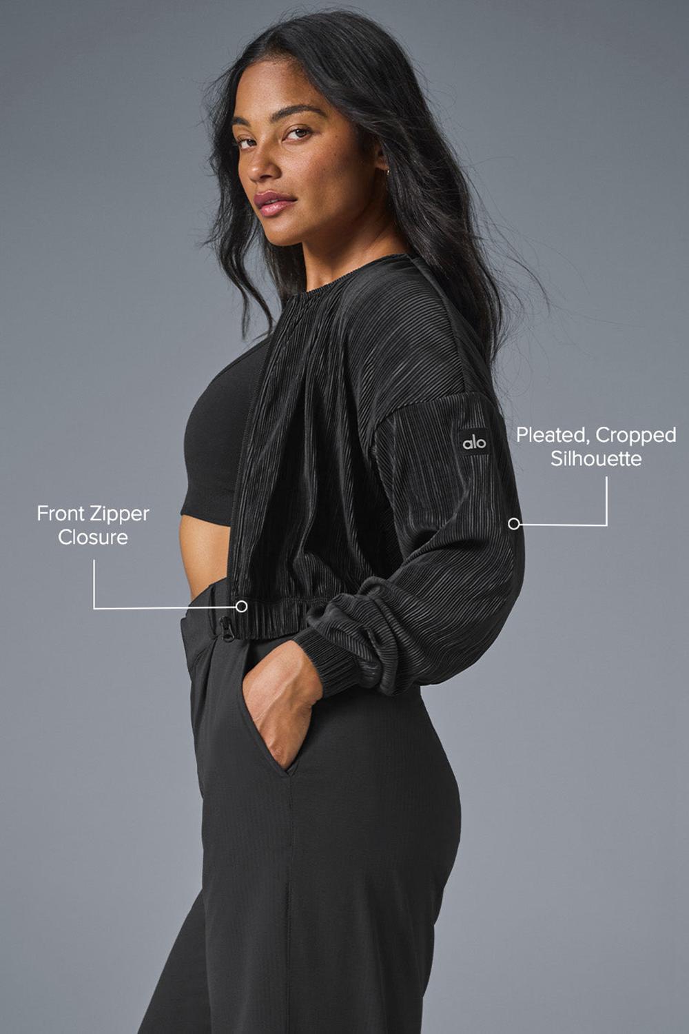Alo Yoga Cropped Micro Plisse Naisten Takit Mustat | Suomi  3178-CNKBP