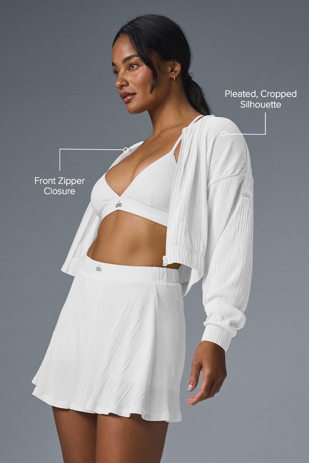 Alo Yoga Cropped Micro Plisse Naisten Takit Valkoinen | Suomi  1792-MELXG