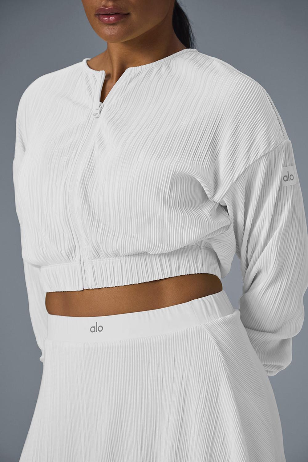 Alo Yoga Cropped Micro Plisse Naisten Takit Valkoinen | Suomi  1792-MELXG