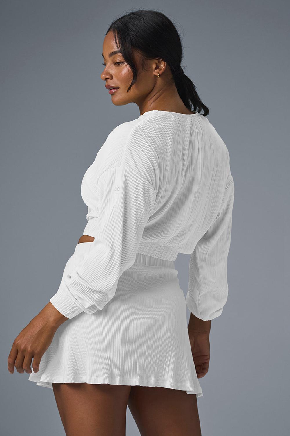 Alo Yoga Cropped Micro Plisse Naisten Takit Valkoinen | Suomi  1792-MELXG