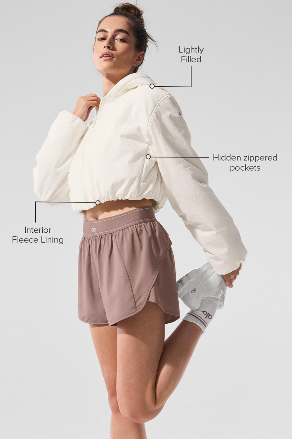 Alo Yoga Cropped Mountain Peak Full-Zip Naisten Huppari Ivory | Suomi  8697-KNDIP
