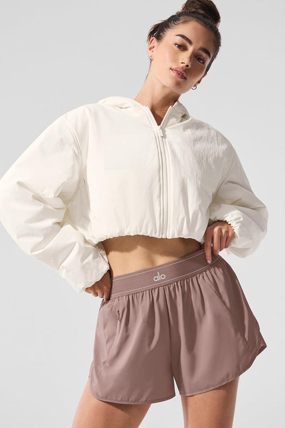 Alo Yoga Cropped Mountain Peak Full-Zip Naisten Huppari Ivory | Suomi  8697-KNDIP