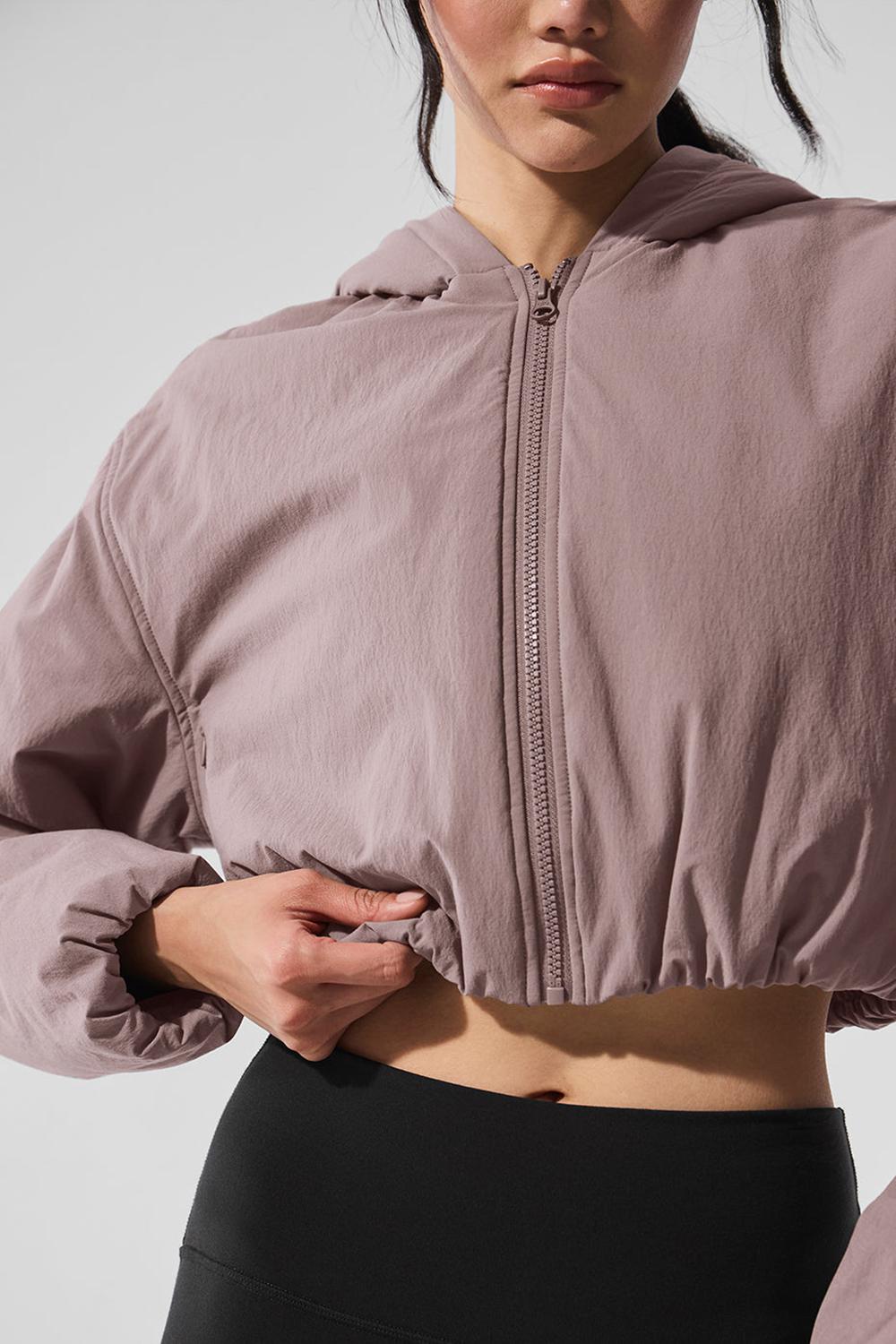 Alo Yoga Cropped Mountain Peak Full-Zip Naisten Huppari Mushroom | Suomi  0264-HBRDF