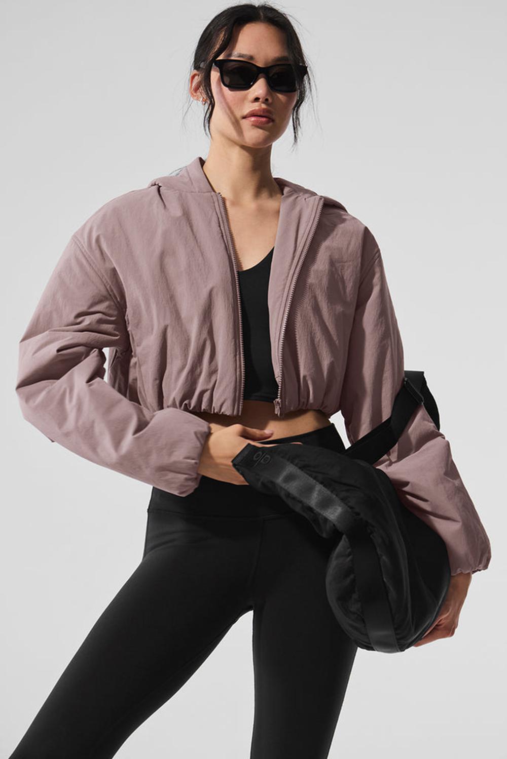 Alo Yoga Cropped Mountain Peak Full-Zip Naisten Huppari Mushroom | Suomi  0264-HBRDF