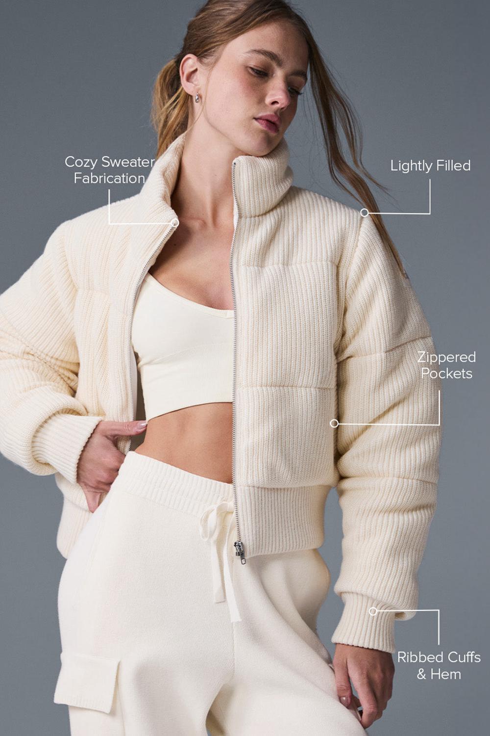 Alo Yoga Darling Sweater Naisten Puffer Takki Ivory | Suomi  6180-DICTV