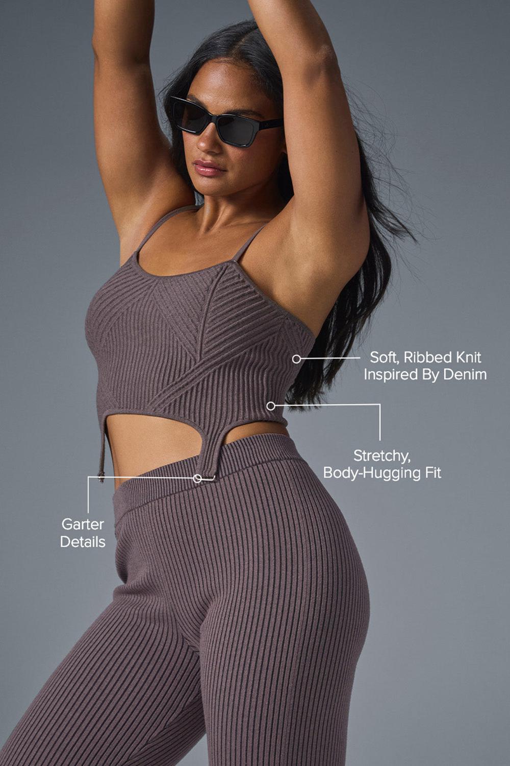 Alo Yoga Denim Knit Garter Naisten Juoksupaidat Mustat | Suomi  2504-YAFOP