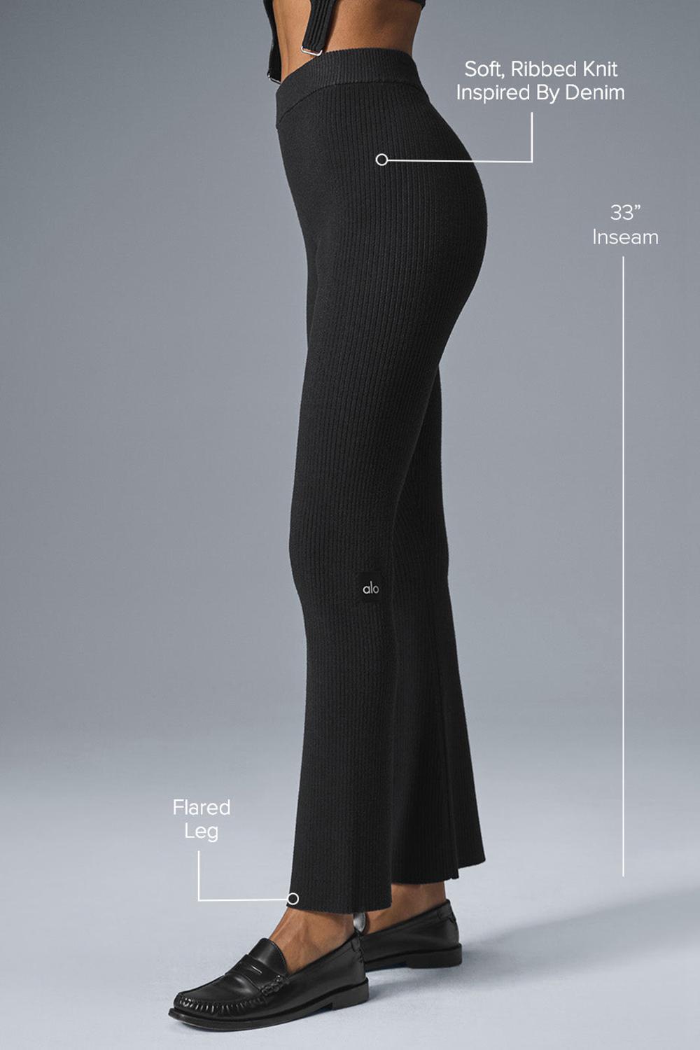 Alo Yoga Denim Knit High-Waist Flare Naisten Housut Mustat | Suomi  8314-JHLTP