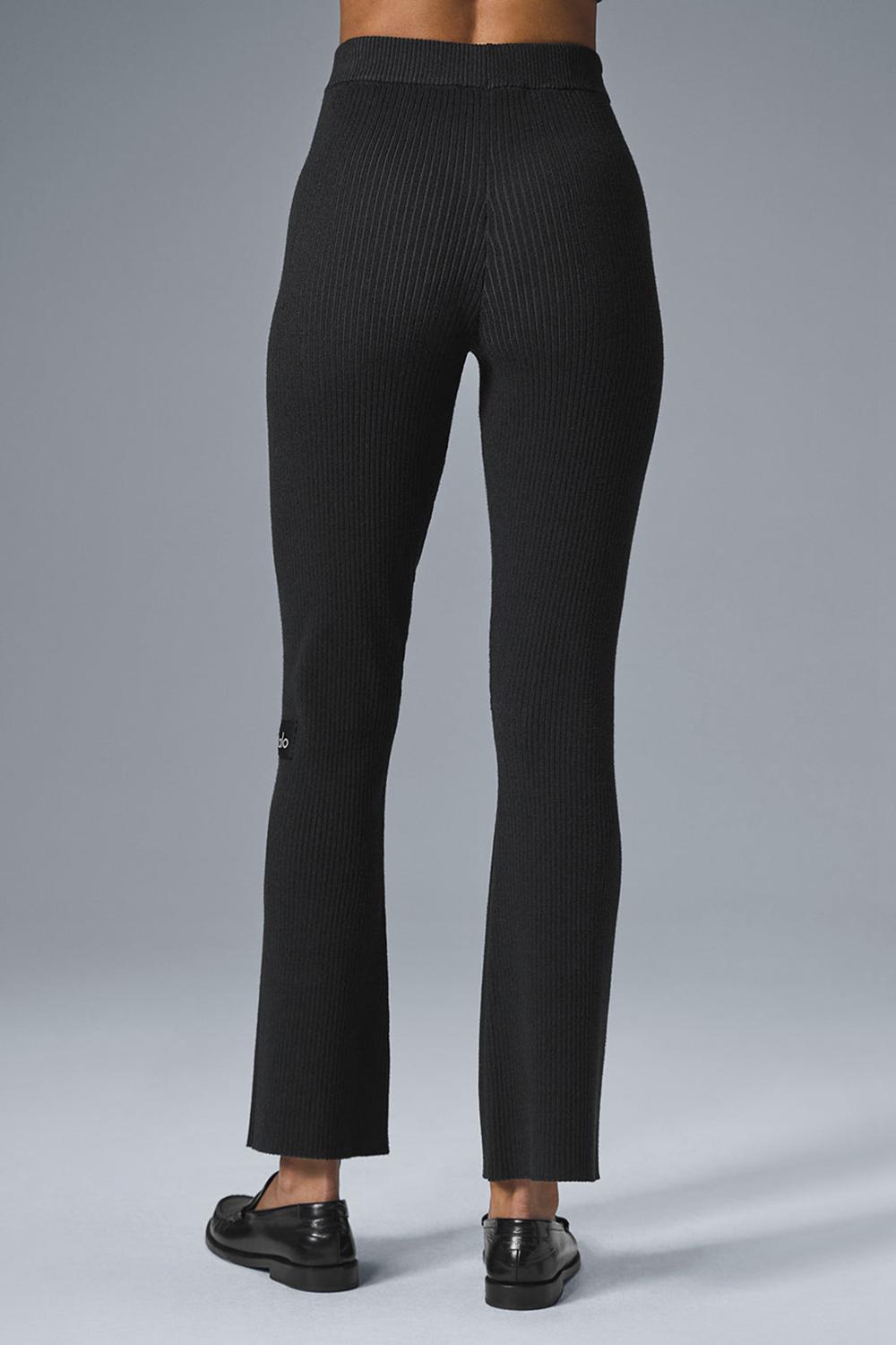 Alo Yoga Denim Knit High-Waist Flare Naisten Housut Mustat | Suomi  8314-JHLTP