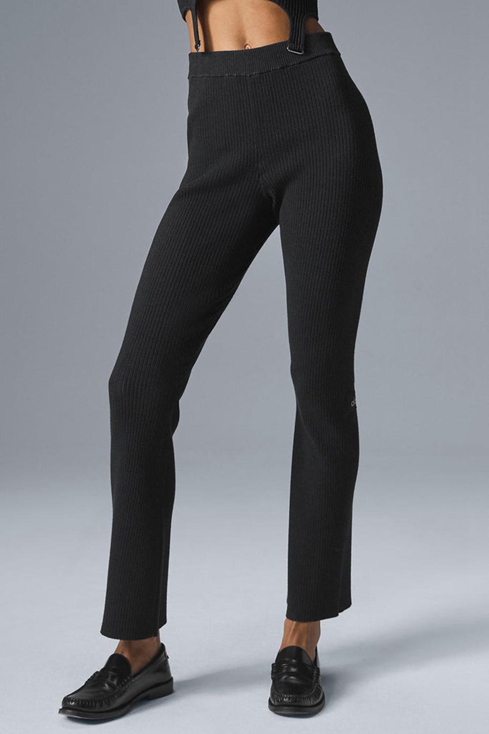 Alo Yoga Denim Knit High-Waist Flare Naisten Housut Mustat | Suomi  8314-JHLTP