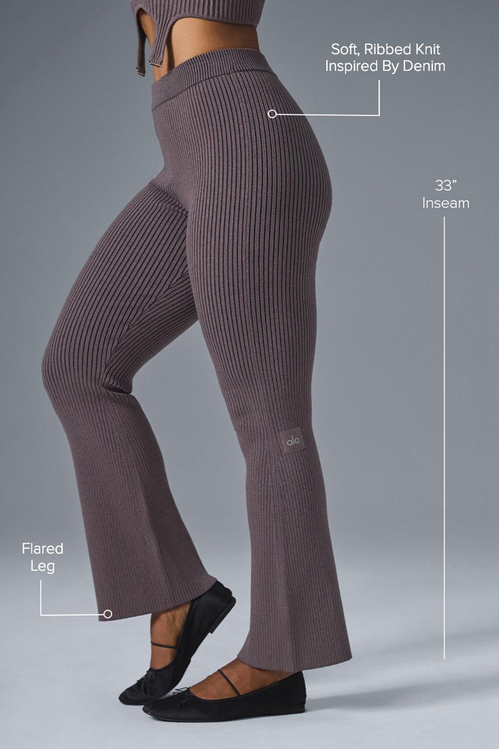 Alo Yoga Denim Knit High-Waist Flare Naisten Housut Mustat | Suomi  0526-ZVRBT