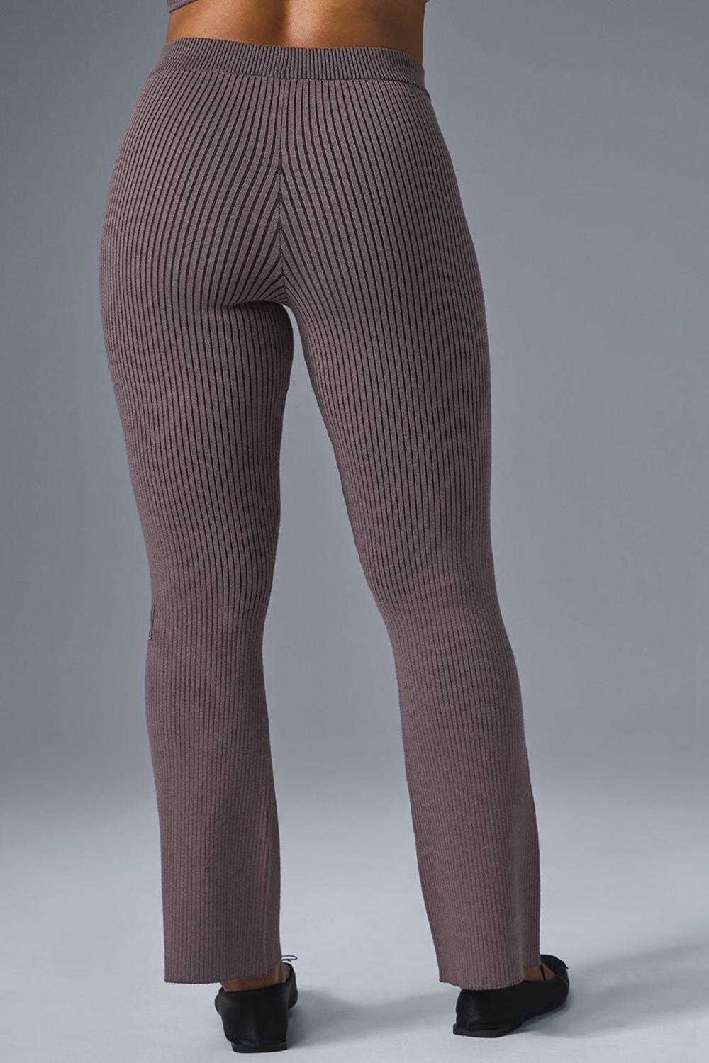 Alo Yoga Denim Knit High-Waist Flare Naisten Housut Mustat | Suomi  0526-ZVRBT