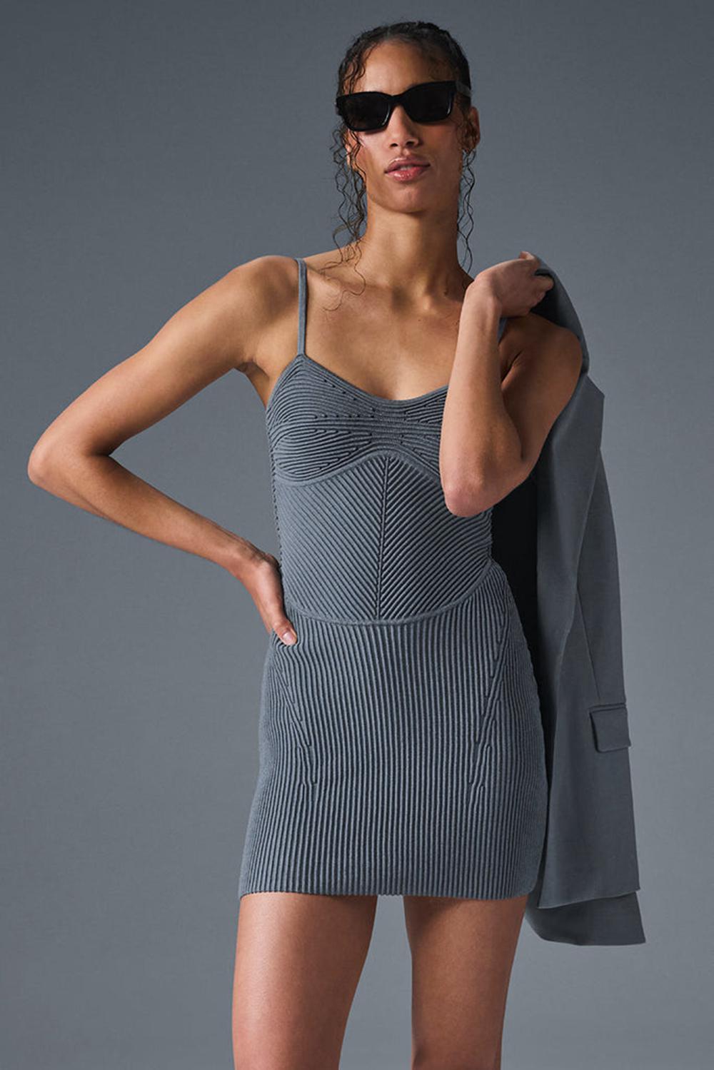 Alo Yoga Denim Knit Mini Naisten Mekko Harmaat | Suomi  9256-PQMCO