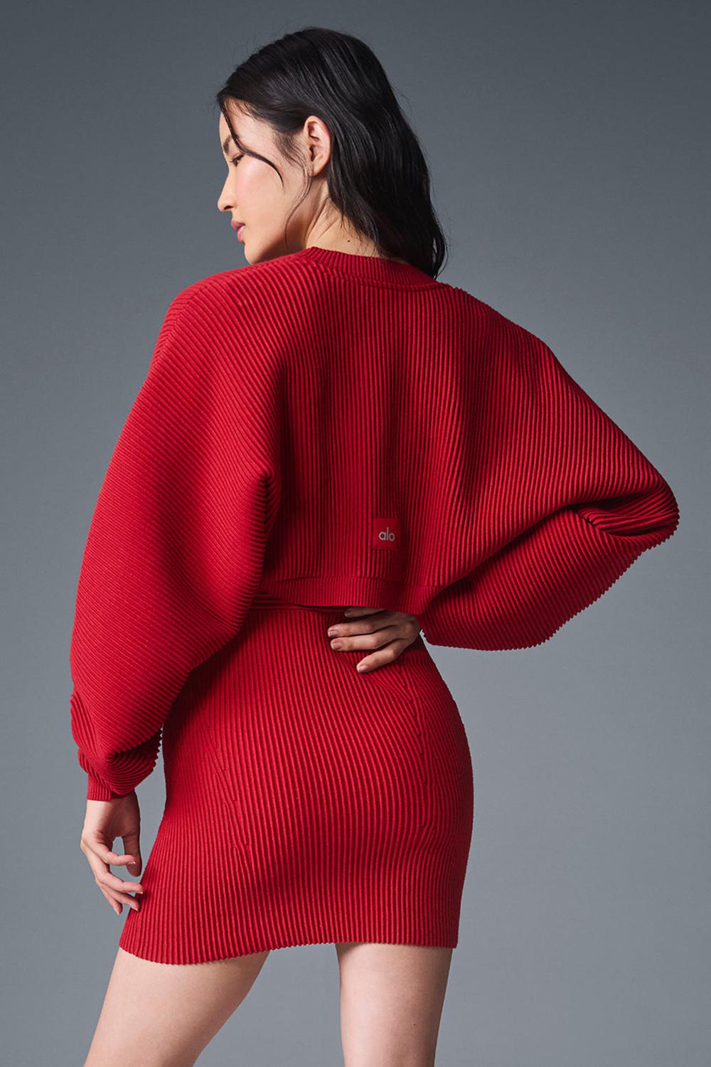 Alo Yoga Denim Knit Shawl Naisten Huivi Punainen Tummanpunainen | Suomi  6025-BMIHO
