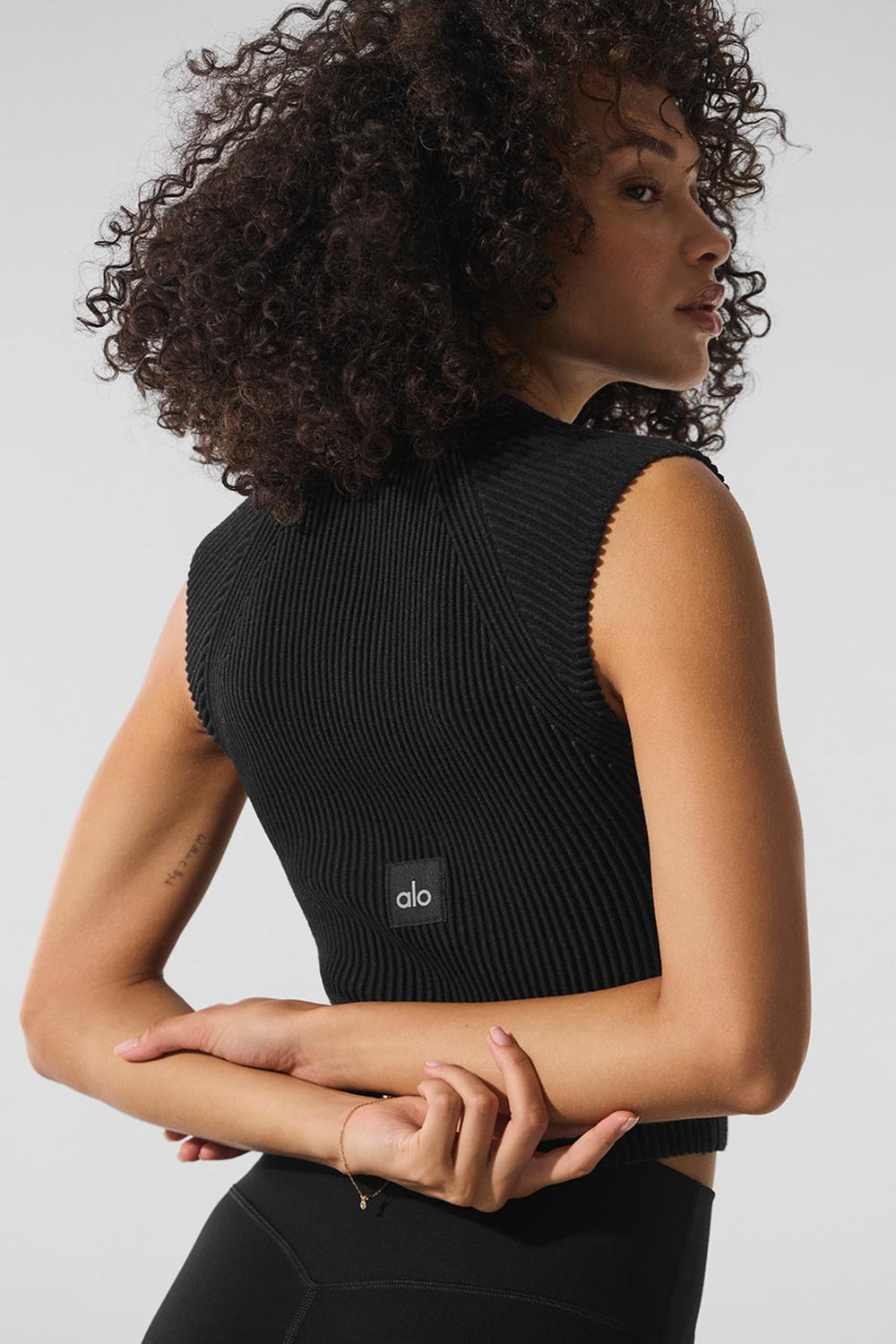 Alo Yoga Denim Knit Sleeveless Full Zip Naisten Topit Mustat | Suomi  3015-GRFBV