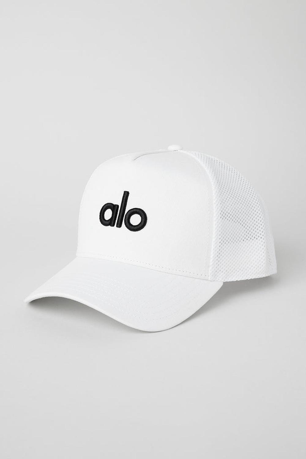 Alo Yoga District Miesten Trucker Lippis Valkoinen Mustat | Suomi  4135-DMOEI