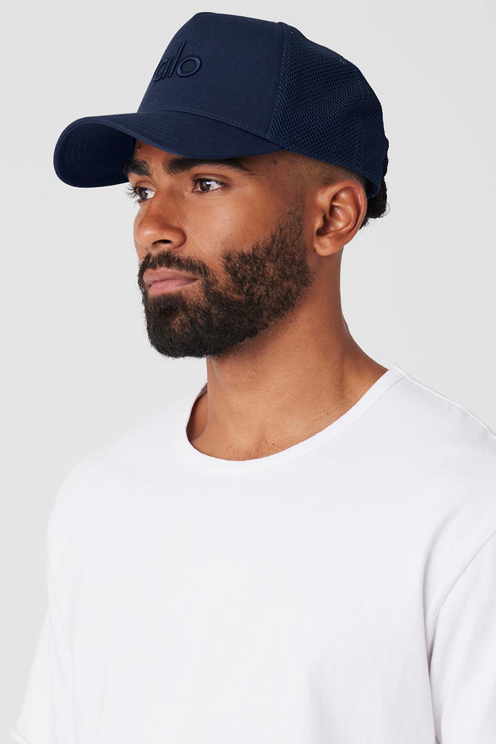 Alo Yoga District Miesten Trucker Lippis Laivastonsininen | Suomi  8907-DZGAT