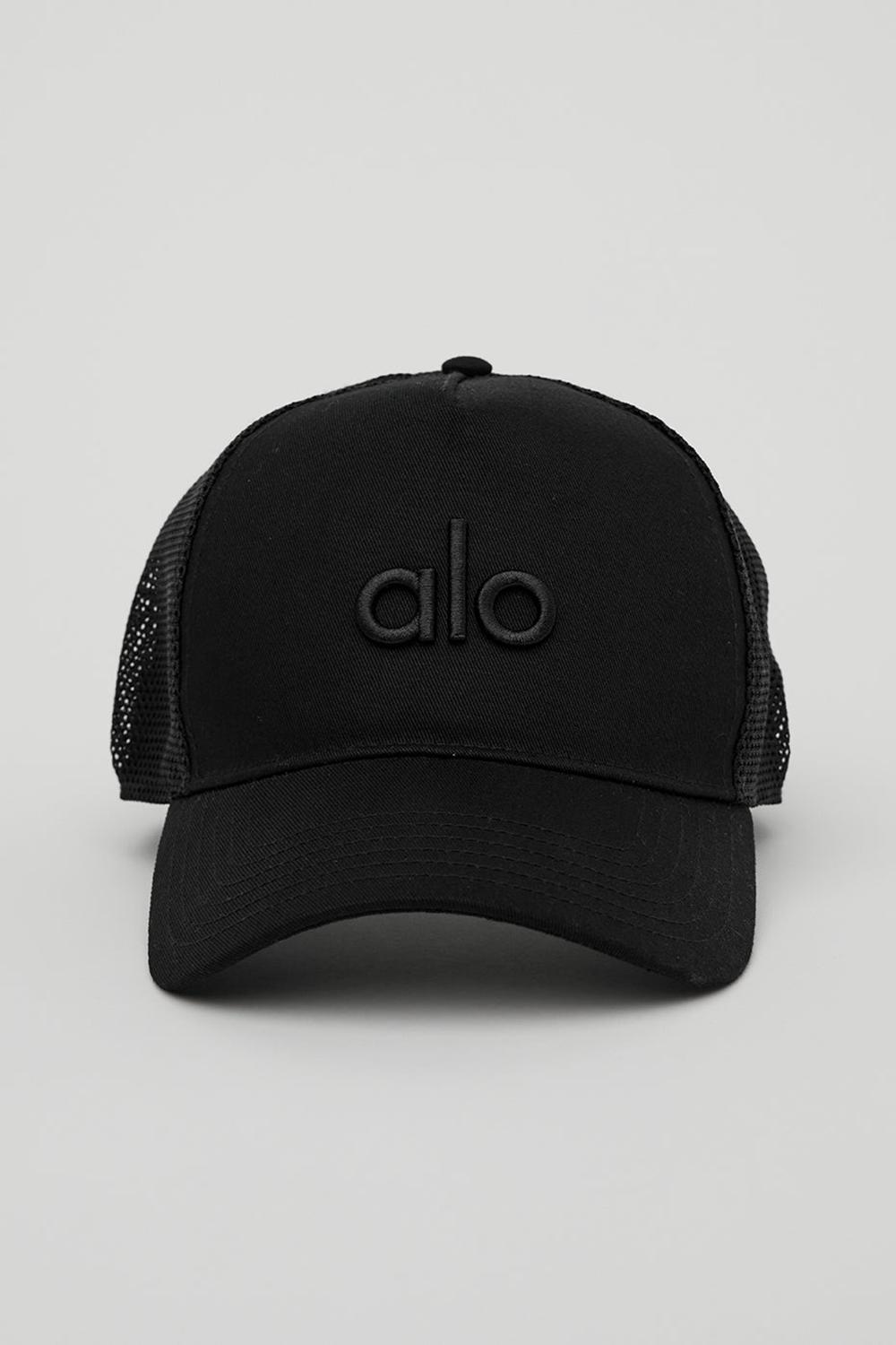 Alo Yoga District Naisten Trucker Lippis Mustat | Suomi  5961-SAYNG