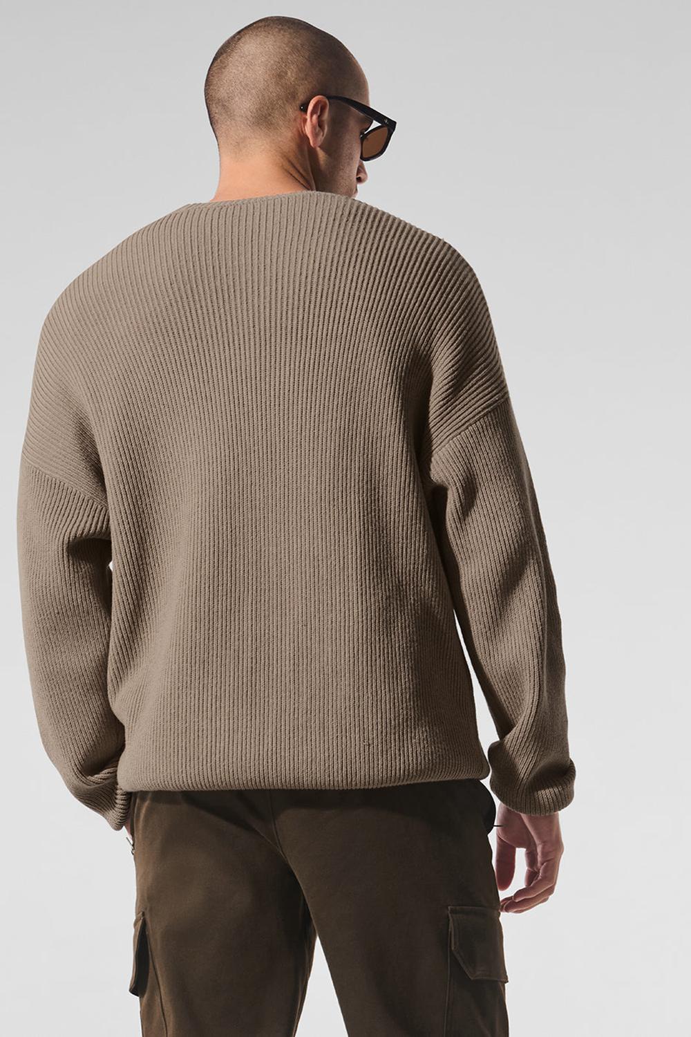 Alo Yoga Domain Rib Knit Crew Miesten Neulepuserot Gravel | Suomi  4753-NYEMG