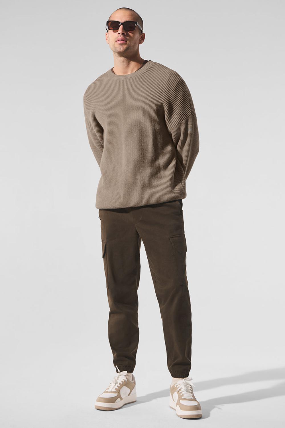 Alo Yoga Domain Rib Knit Crew Miesten Neulepuserot Gravel | Suomi  4753-NYEMG
