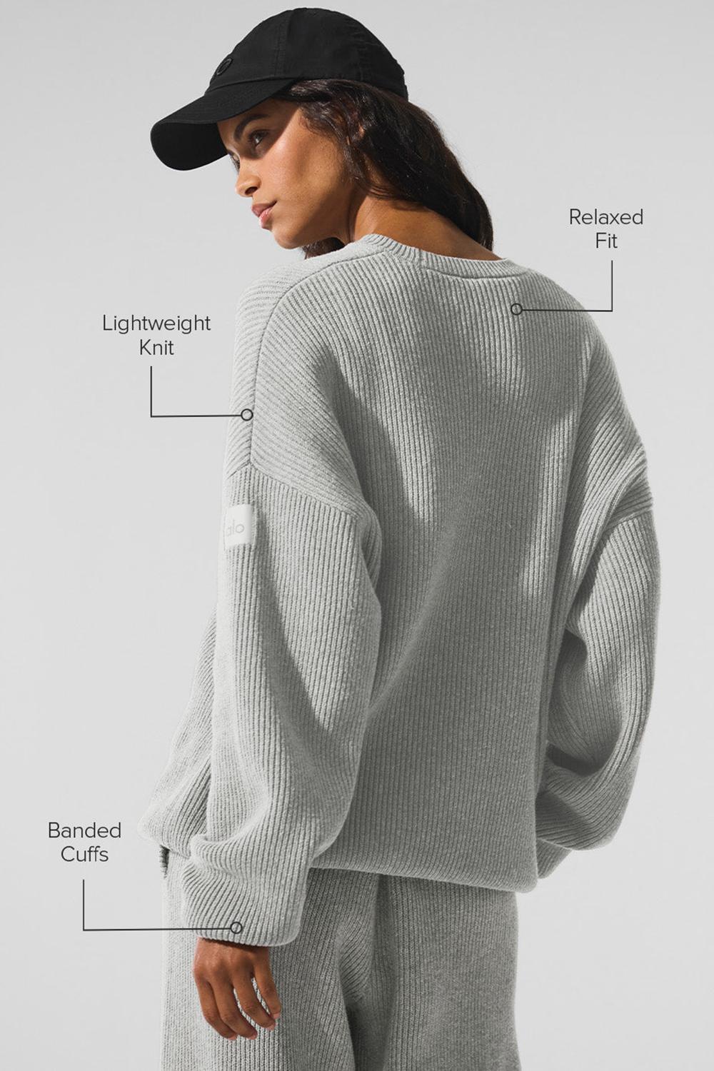 Alo Yoga Domain Rib Knit Crew Naisten Neulepuserot Harmaat | Suomi  3618-MLJFR
