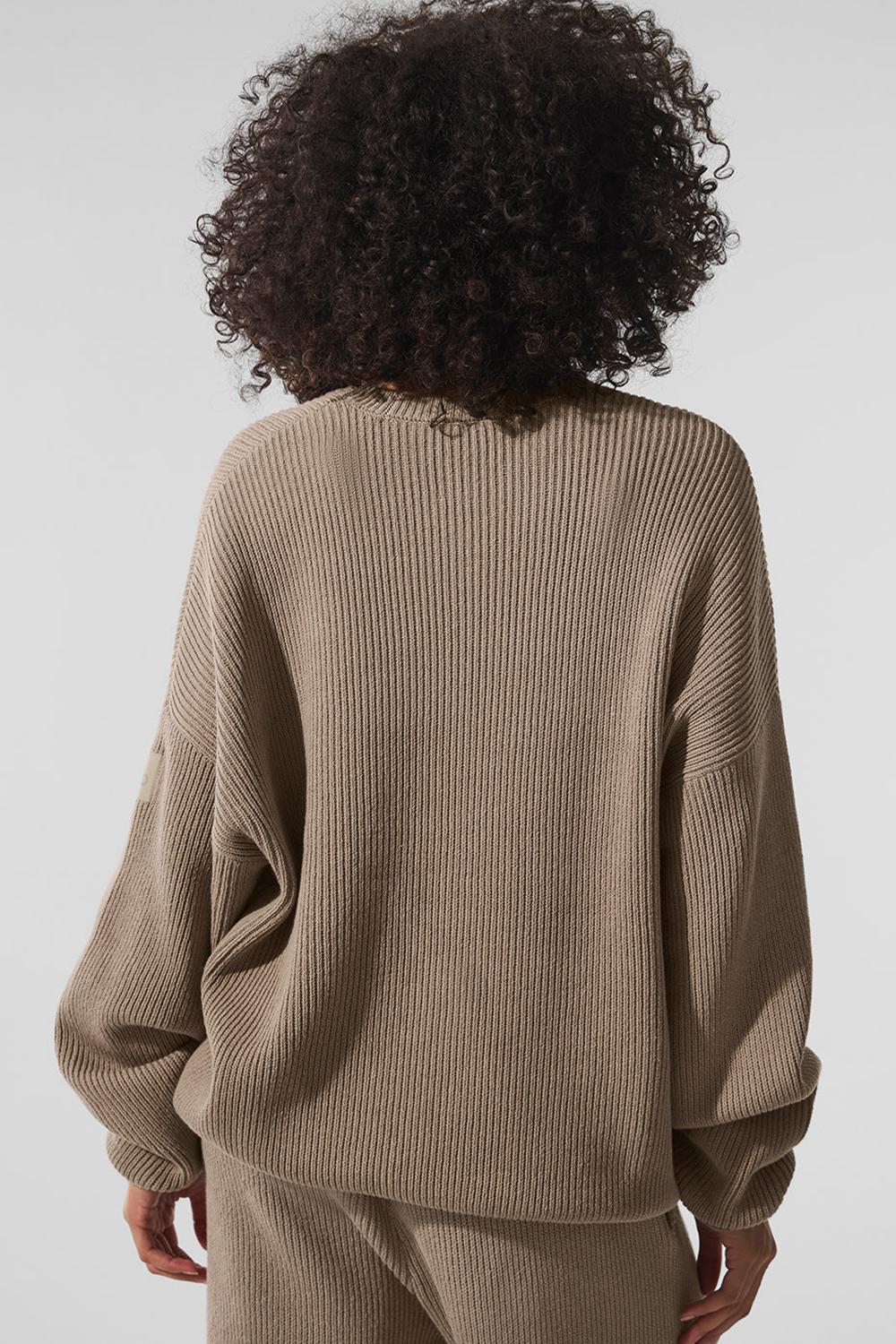 Alo Yoga Domain Rib Knit Crew Naisten Neulepuserot Gravel | Suomi  7961-QJVML