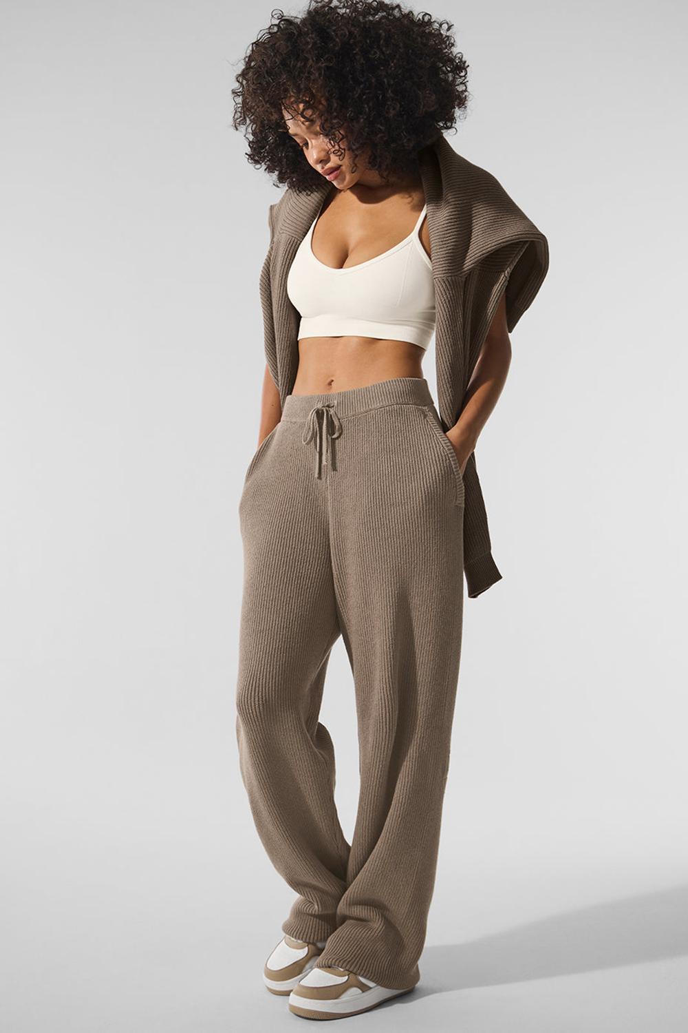 Alo Yoga Domain Rib Knit Crew Naisten Neulepuserot Gravel | Suomi  7961-QJVML
