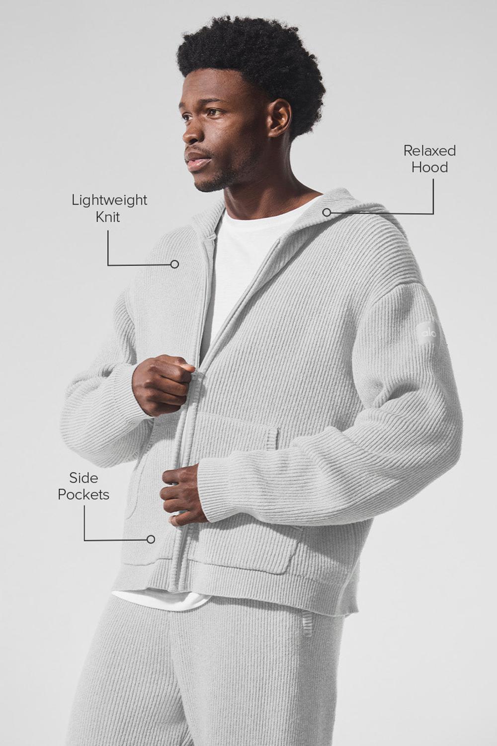 Alo Yoga Domain Rib Knit Full Zip Miesten Neulepuserot Harmaat | Suomi  9763-QWTGC