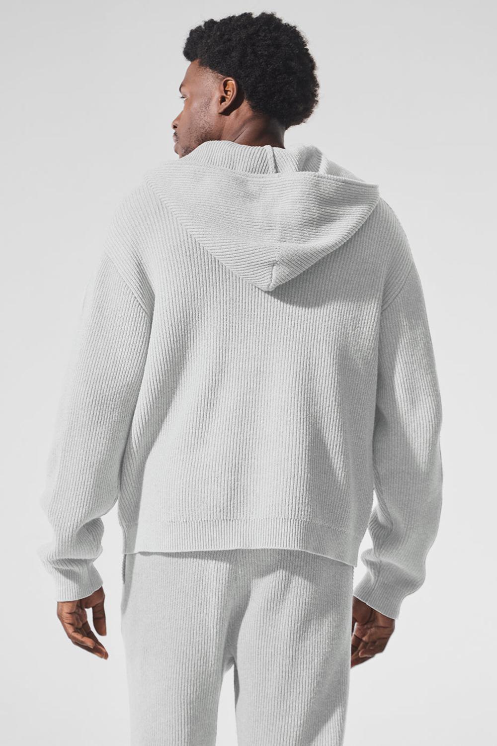 Alo Yoga Domain Rib Knit Full Zip Miesten Neulepuserot Harmaat | Suomi  9763-QWTGC