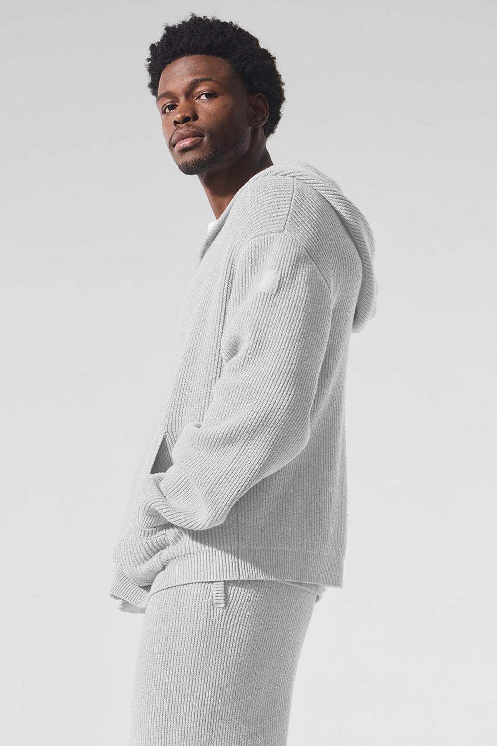 Alo Yoga Domain Rib Knit Full Zip Miesten Neulepuserot Harmaat | Suomi  9763-QWTGC