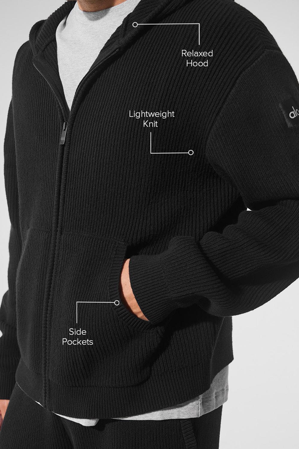 Alo Yoga Domain Rib Knit Full Zip Miesten Neulepuserot Mustat | Suomi  6731-TLGRJ
