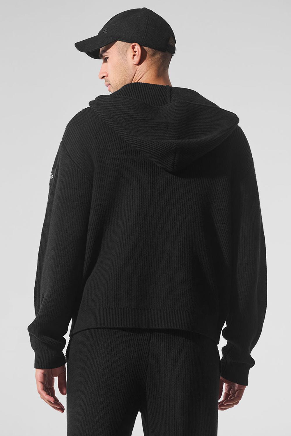 Alo Yoga Domain Rib Knit Full Zip Miesten Neulepuserot Mustat | Suomi  6731-TLGRJ