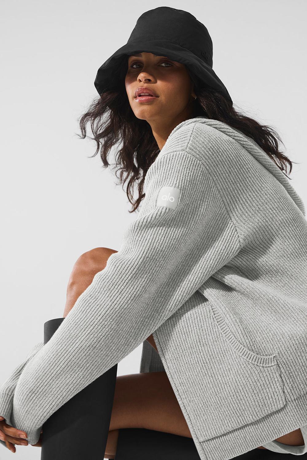Alo Yoga Domain Rib Knit Full Zip Naisten Neulepuserot Harmaat | Suomi  3624-AVLMG
