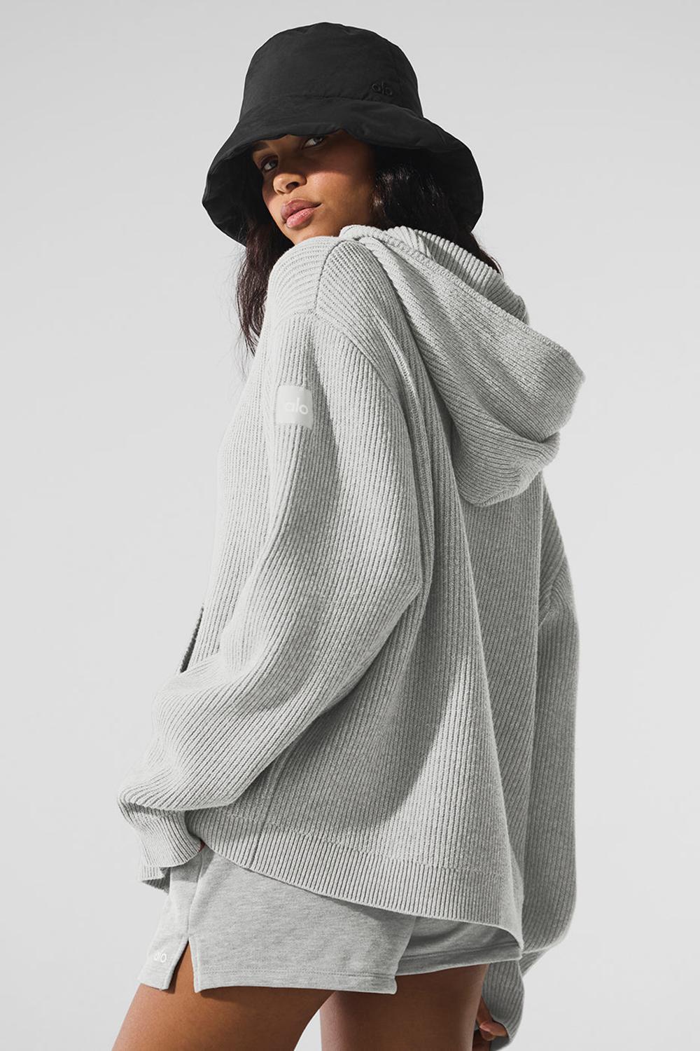 Alo Yoga Domain Rib Knit Full Zip Naisten Neulepuserot Harmaat | Suomi  3624-AVLMG