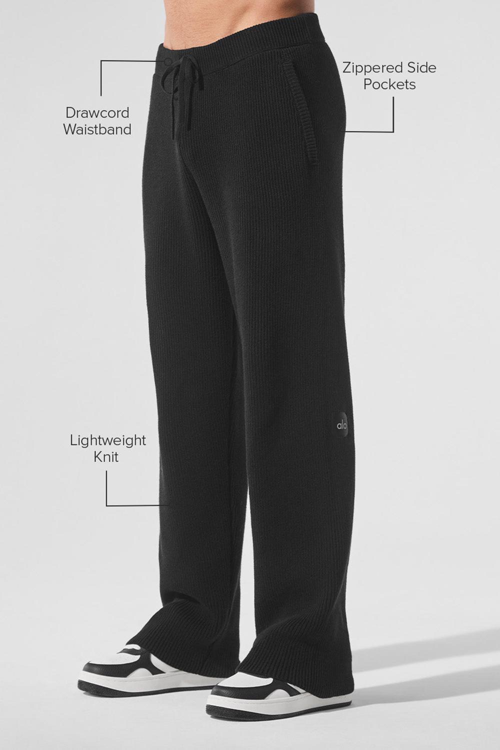 Alo Yoga Domain Rib Knit Miesten Collegehousut Mustat | Suomi  1567-SXJVA