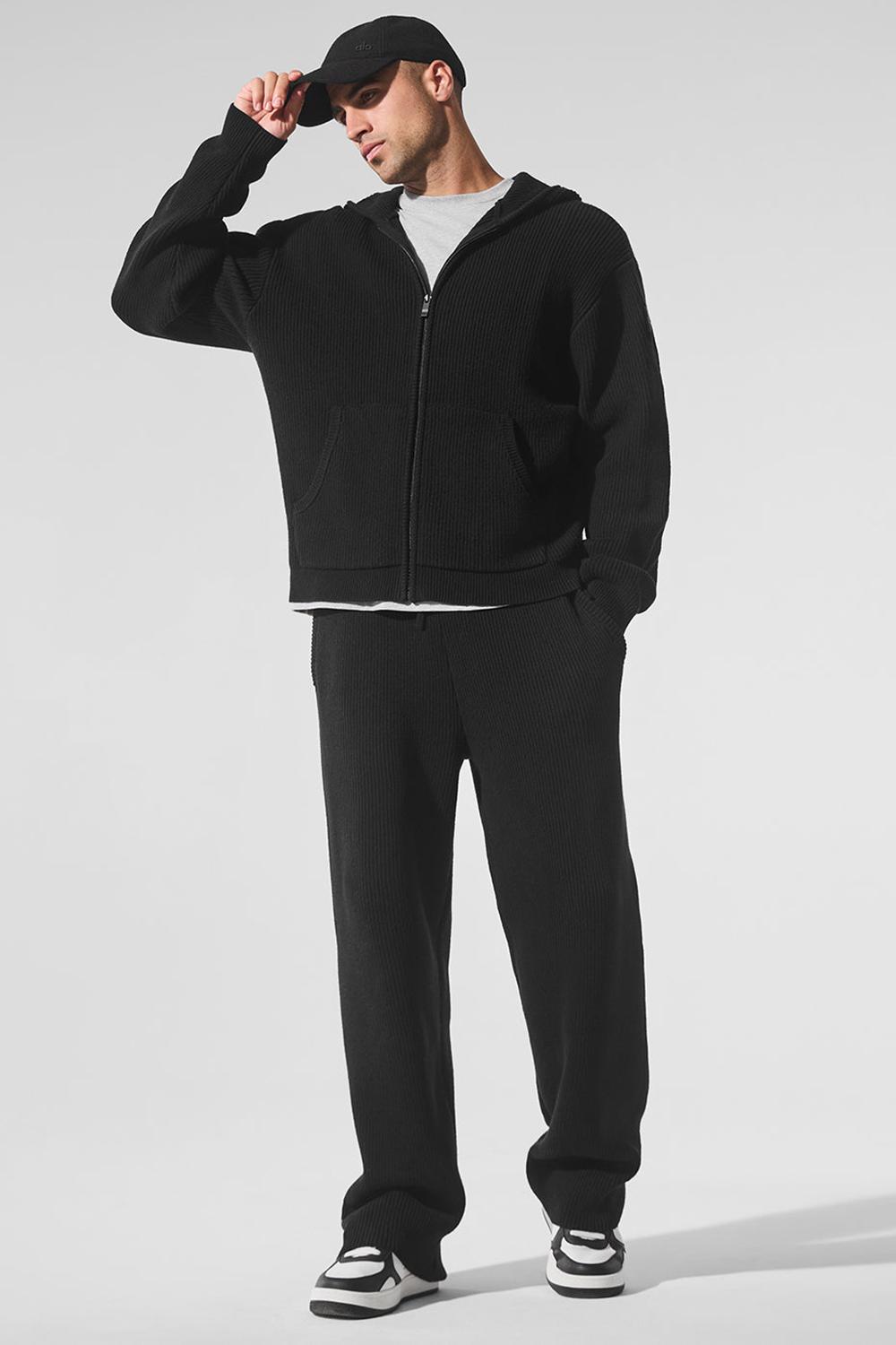 Alo Yoga Domain Rib Knit Miesten Collegehousut Mustat | Suomi  1567-SXJVA