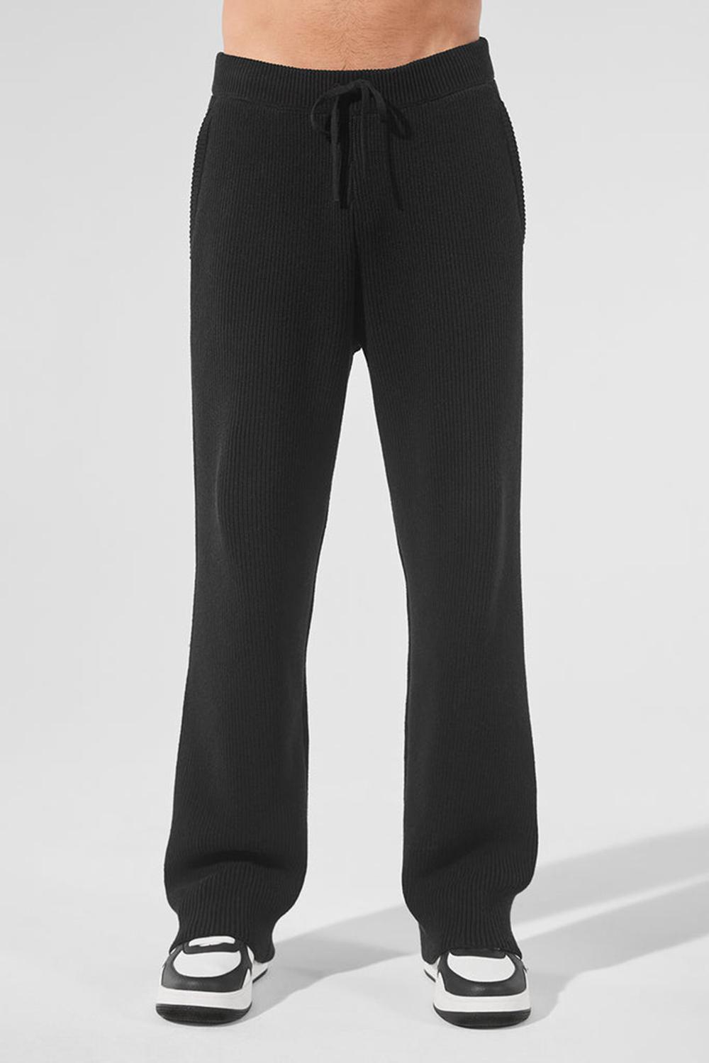 Alo Yoga Domain Rib Knit Miesten Collegehousut Mustat | Suomi  1567-SXJVA