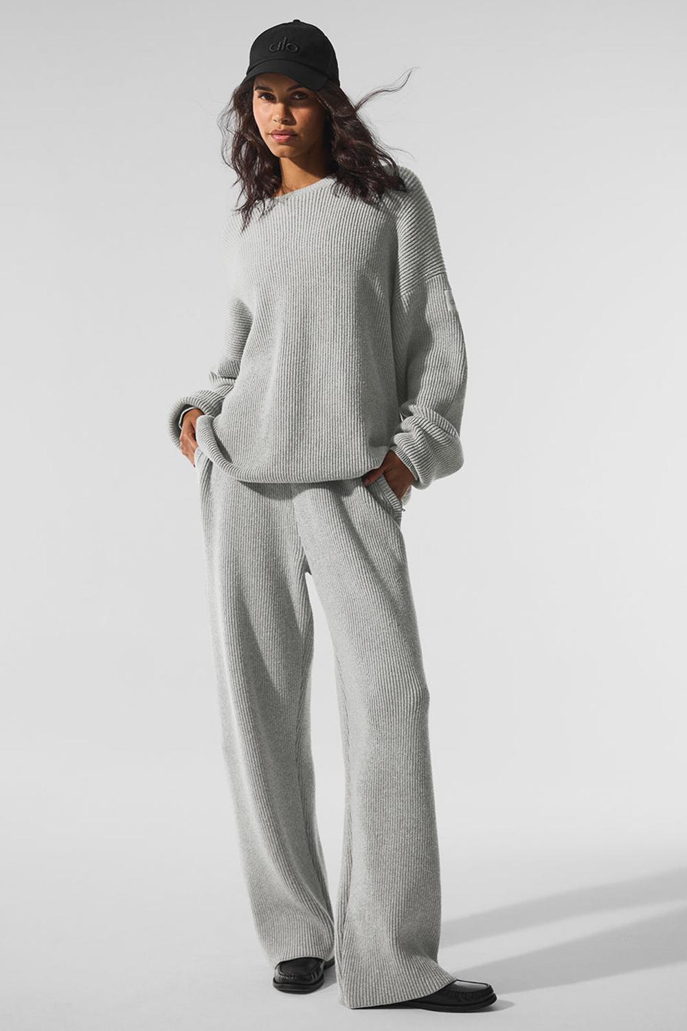 Alo Yoga Domain Rib Knit Naisten Collegehousut Harmaat | Suomi  6148-ECTPB