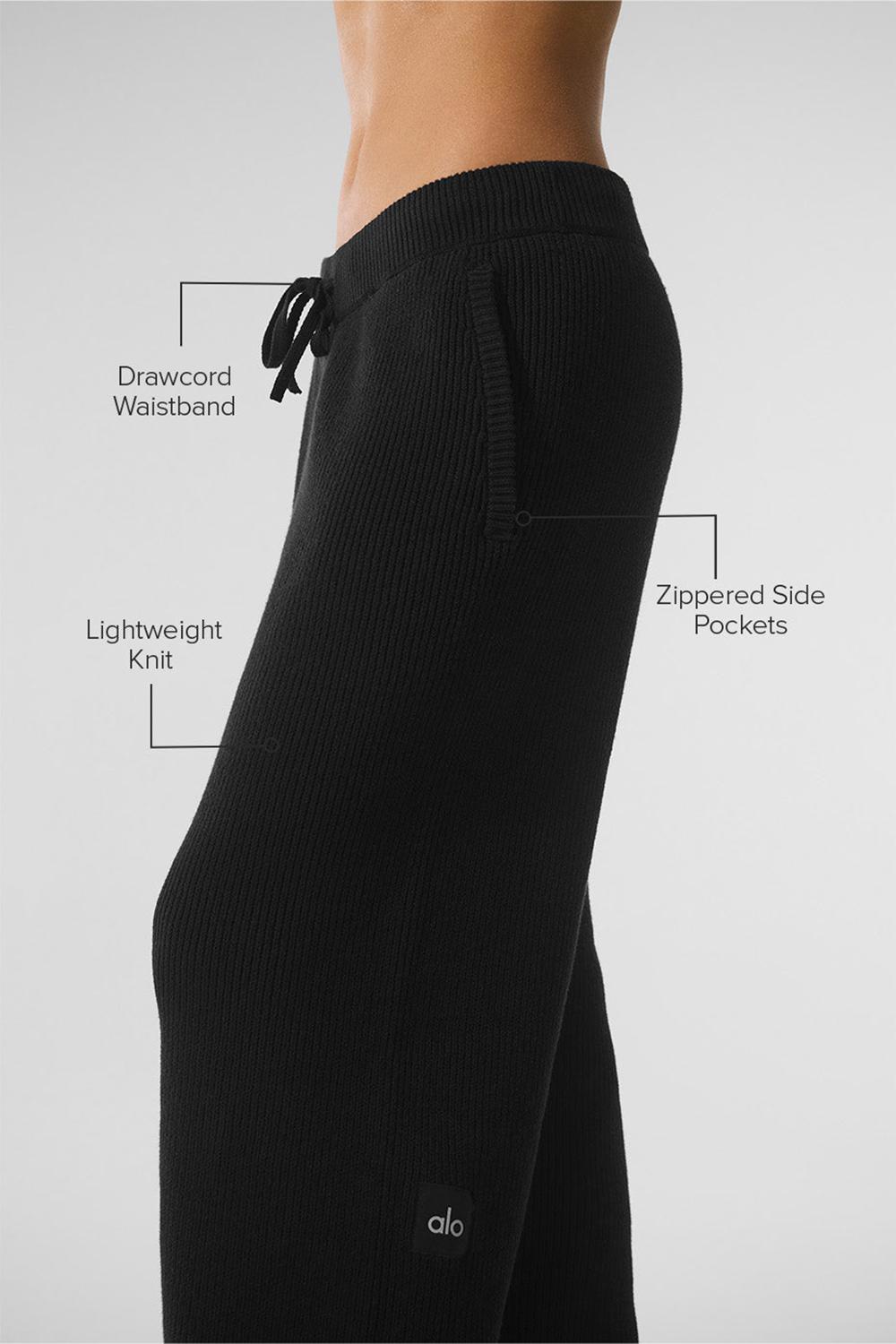Alo Yoga Domain Rib Knit Naisten Collegehousut Mustat | Suomi  8910-TEZJF