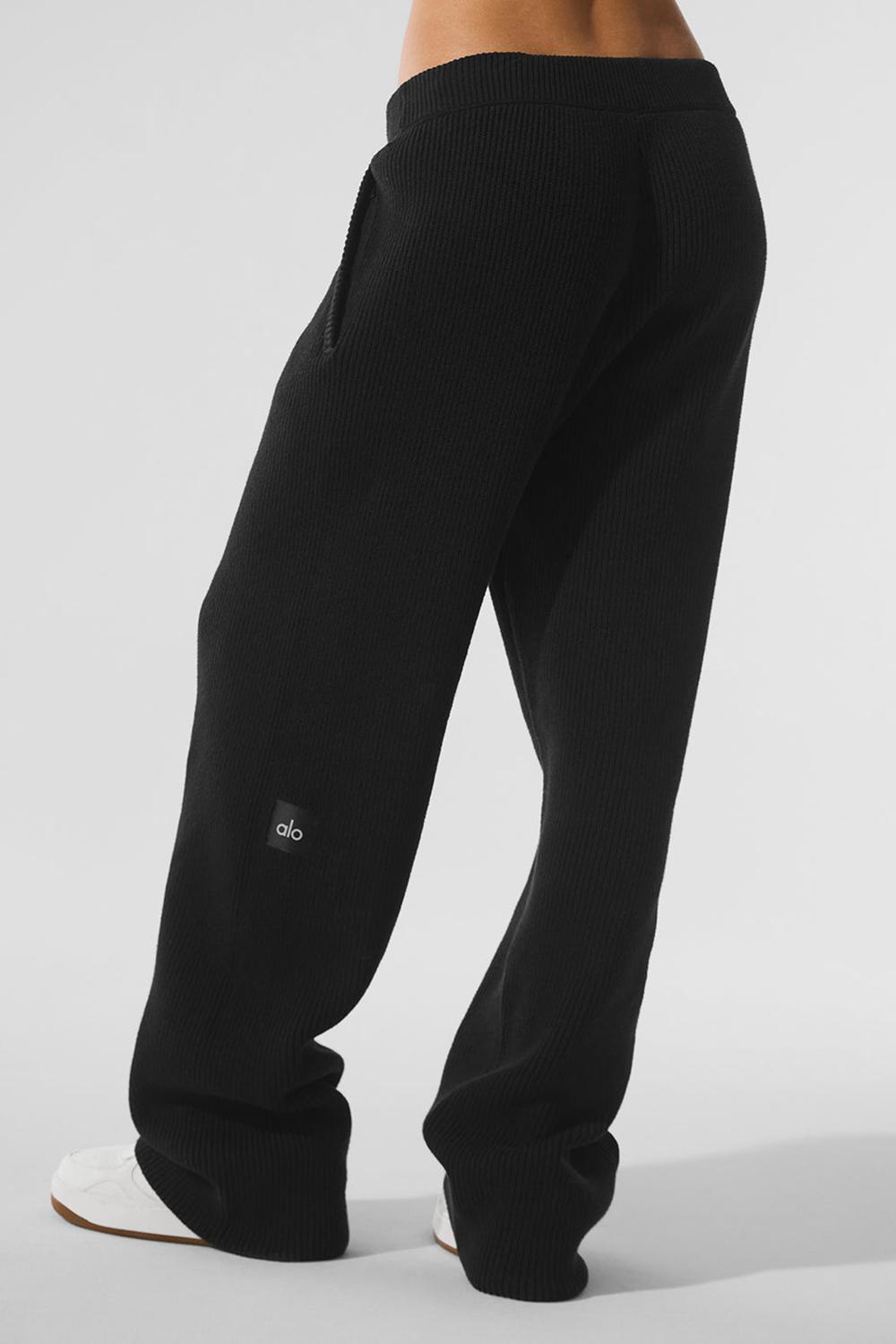 Alo Yoga Domain Rib Knit Naisten Collegehousut Mustat | Suomi  8910-TEZJF