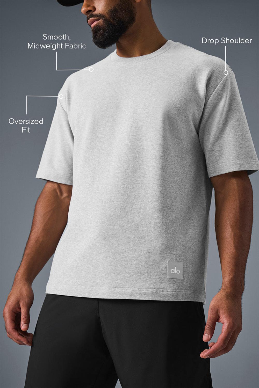Alo Yoga Double Take Miesten Short Sleeve Harmaat | Suomi  9261-SQRUY