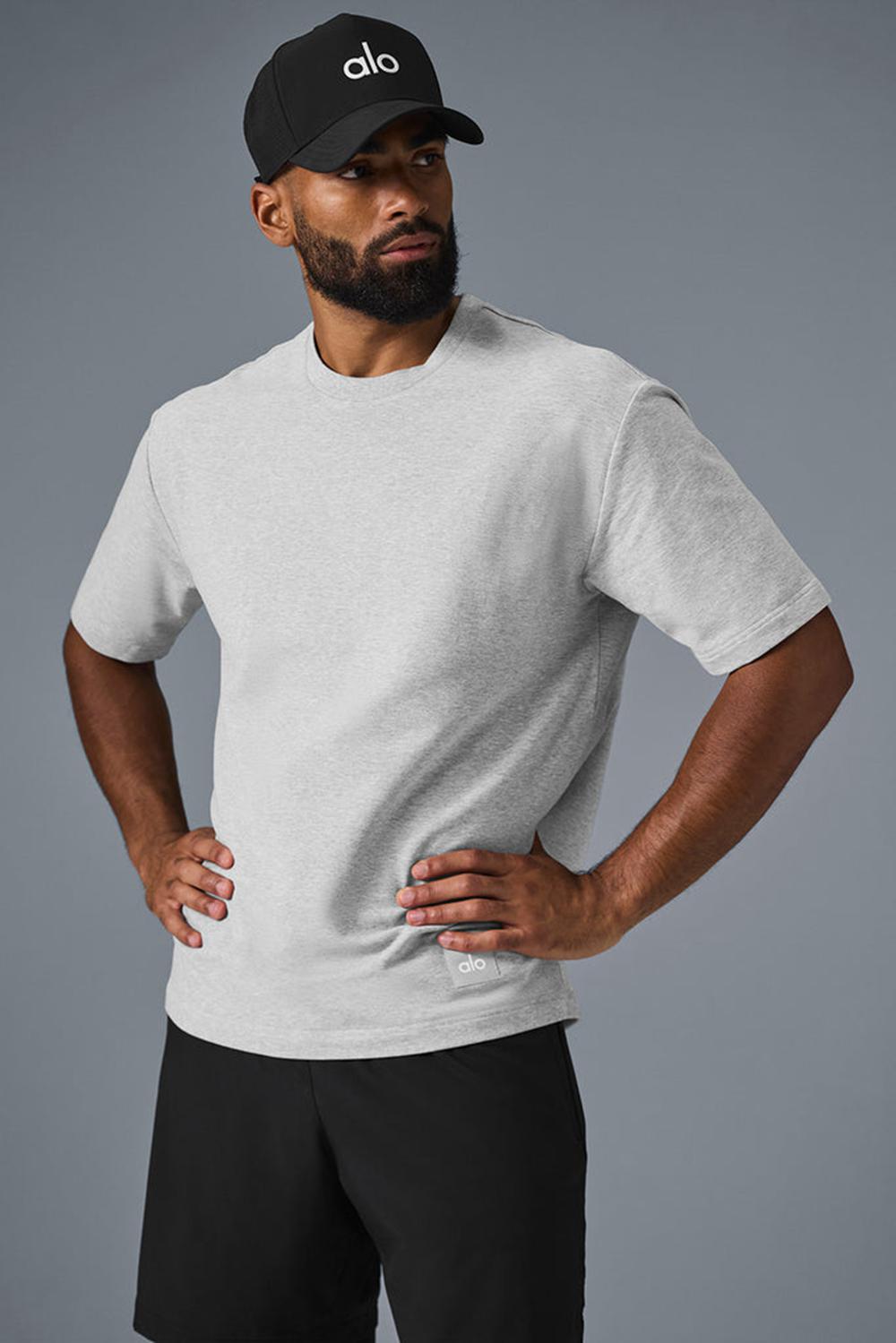 Alo Yoga Double Take Miesten Short Sleeve Harmaat | Suomi  9261-SQRUY