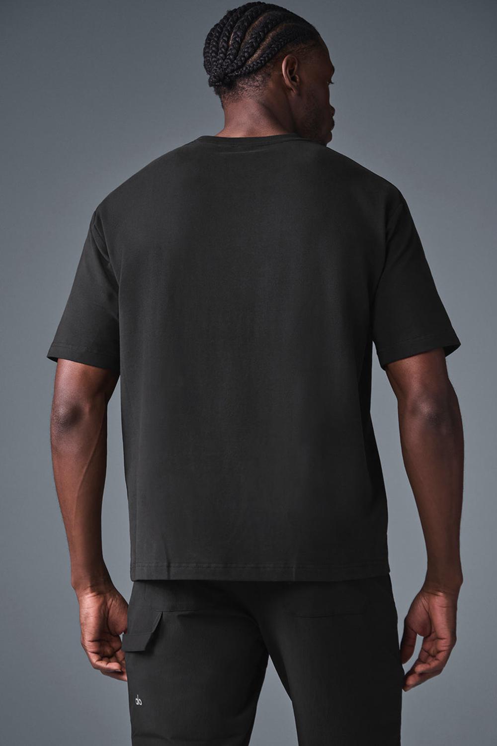 Alo Yoga Double Take Miesten Short Sleeve Mustat | Suomi  2897-DUZHV