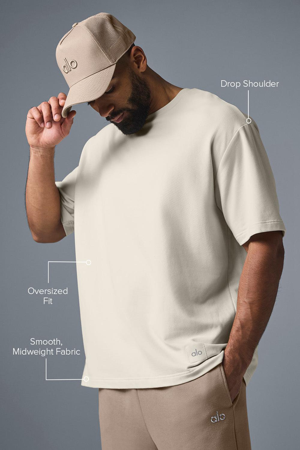 Alo Yoga Double Take Miesten Short Sleeve Bone | Suomi  1593-OGLMH