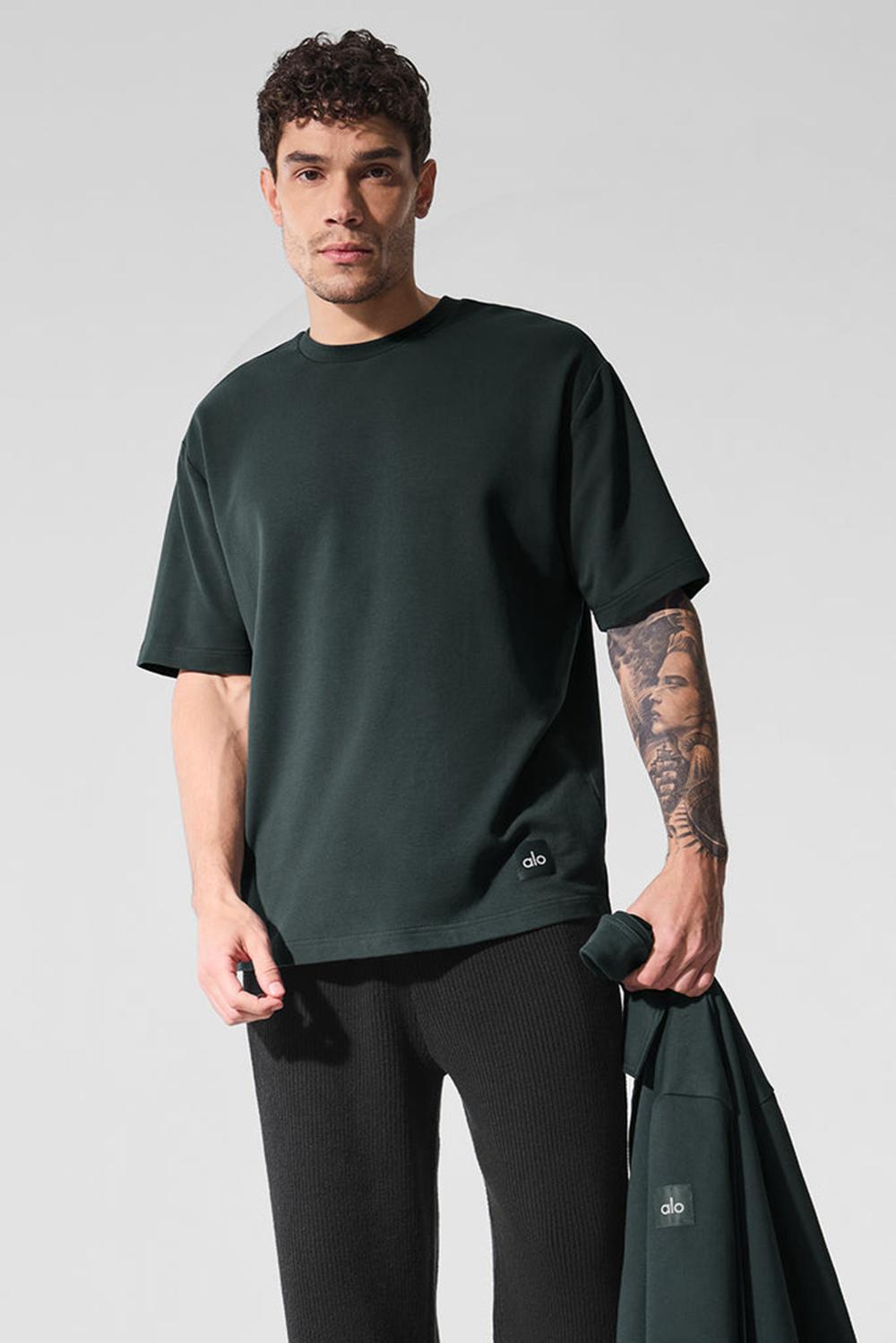 Alo Yoga Double Take Miesten Short Sleeve Vihreä | Suomi  4061-UMKOV