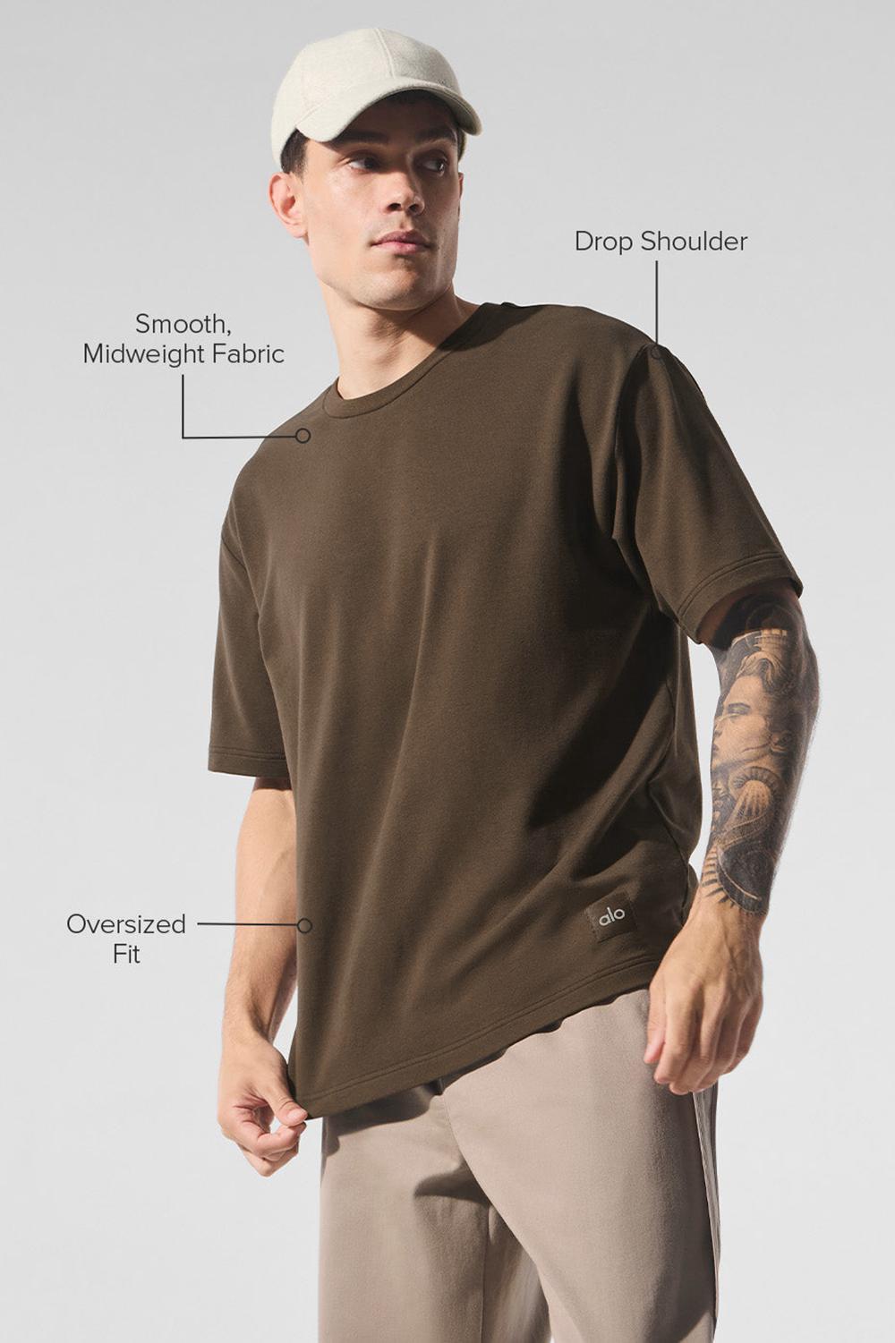 Alo Yoga Double Take Miesten Short Sleeve Espresso | Suomi  2709-KTWYD