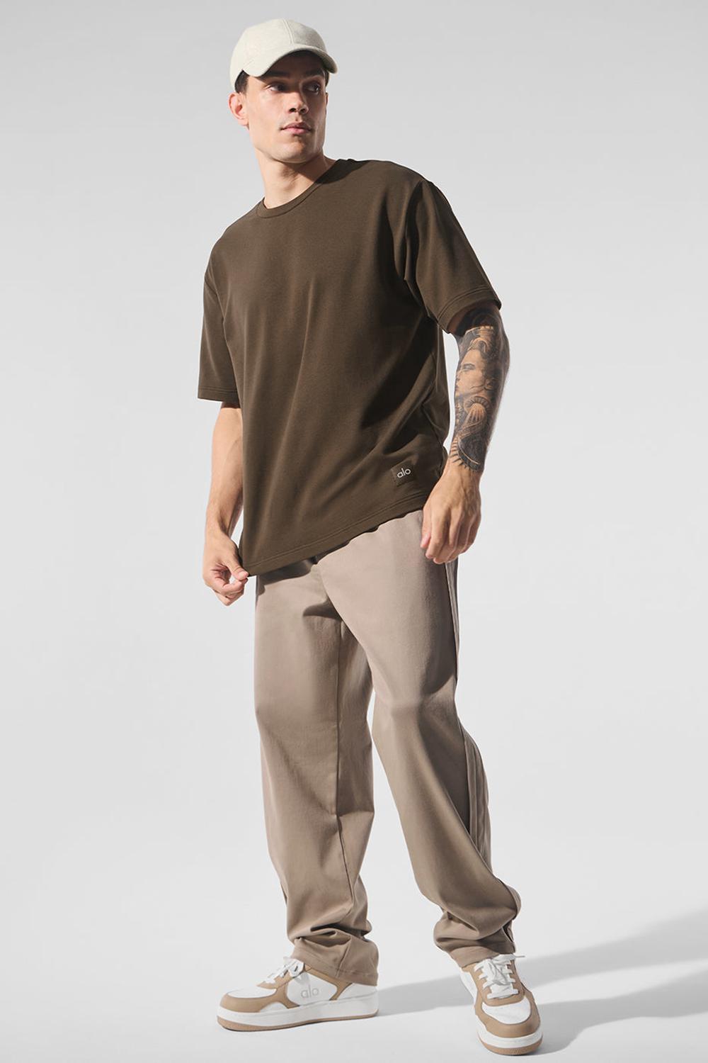 Alo Yoga Double Take Miesten Short Sleeve Espresso | Suomi  2709-KTWYD