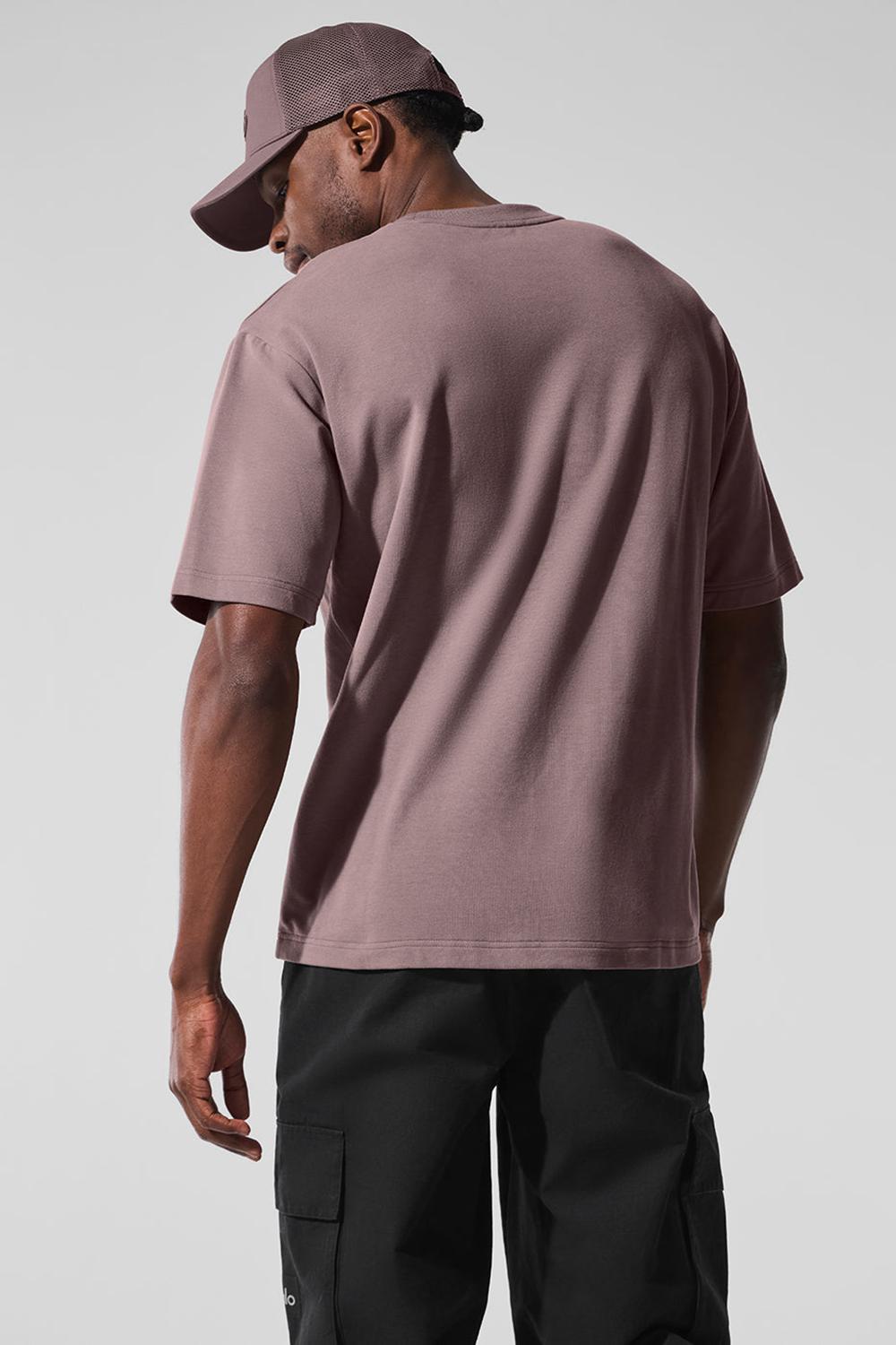 Alo Yoga Double Take Miesten Short Sleeve Mushroom | Suomi  2865-COWGD