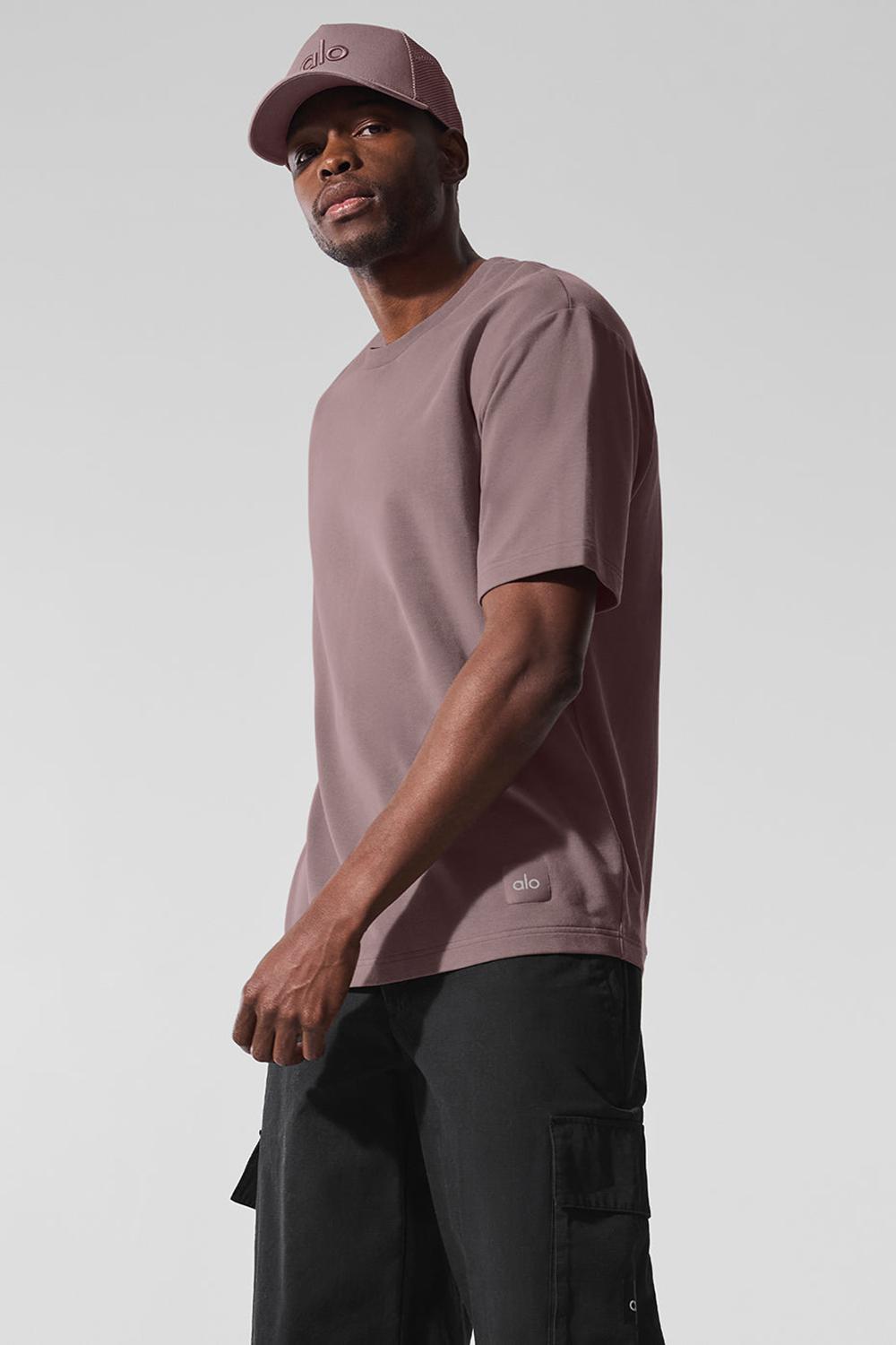 Alo Yoga Double Take Miesten Short Sleeve Mushroom | Suomi  2865-COWGD